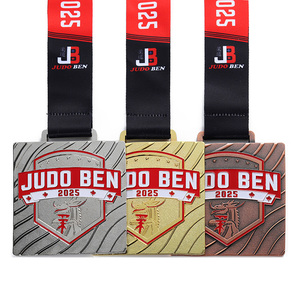 2025 Year Zinc Alloy <strong>Metallic</strong> Medals Karate Dragon Judo Jiu-Jitsu Custom Metal square <strong>Shape</strong> Large Gold Silver Bronze Medals - Product Image 1