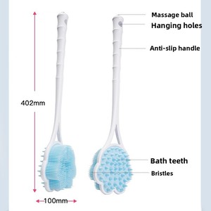Body <b>Brushes</b> with Long-Handle Silicone Shower <b>Brush</b> <b>for</b> <b>Back</b> Scrub and <b>Bath</b> Massage - Product Image 2