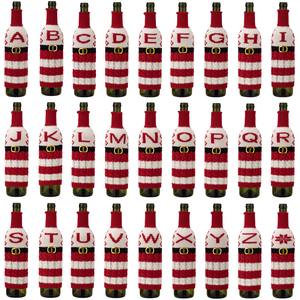 Chandail <span class=keywords><strong>de</strong></span> bouteille en tricot rayé rouge blanc avec lettres <span class=keywords><strong>de</strong></span> l'alphabet Santa boucle <span class=keywords><strong>de</strong></span> ceinture col côtelé couvre-bouteilles <span class=keywords><strong>de</strong></span> vin <span class=keywords><strong>de</strong></span> Noël - Product Image 2