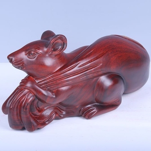 Rosewood carved <b>mouse</b> figurine - <b>Large</b> size - Chinese zodiac <b>mouse</b> handicraft - Home decor for living room - Artistic display it - Product Image 5