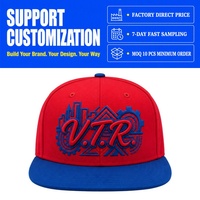 Gorras de Hip Hop al por Mayor, de Algodón, con Diseño de Color en Contraste Personalizado, Logotipo Bordado en 3D, Estructuradas, Ajustables, con Visera Plana