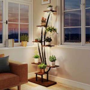 Étagère à vaisselle de cuisine avec lumières de croissance, double niveau, <span class=keywords><strong>en</strong></span> métal, 156 cm, rangement pour pots et présentoir écologique pour la maison - Product Image 2