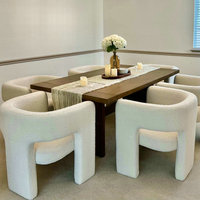 Chaise de canapé boucle de luxe moderne chaise de salle à manger rembourrée avec accoudoirs chaise d'appoint pied de poule lot de 2 pour le salon