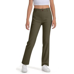 Pantalones de uniforme acampanados para niñas, cintura elástica con bolsillos, ropa escolar estilo preppy, talla 5-16 años - Product Image 1