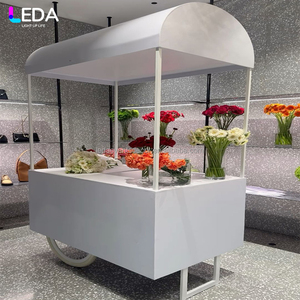 Carrito de Dulces LEDA de Lujo para Bodas, Color Blanco, con Decoración de Flores Artificiales, Carrito Móvil de Dulces para Despedida de Soltera - Product Image 4