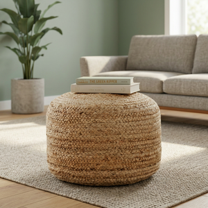 Pouf de sol en jute tressé pas cher, fait main, repose-pieds rond, coussin ottoman pour salon, décoration intérieure, fabriqué au Bangladesh - Product Image 6