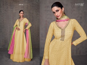 นักออกแบบคุณภาพสูงFaux Georgette Salwar KameezชุดAnarkaliพร้อมงานเย็บปักถักร้อยผ้าฝ้าย - Product Image 3