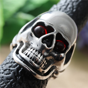 Skull <b>Ring</b> Silver Men's Punk Style <b>Titanium</b> Steel Jewelry Gift Occasion Bezel Setting 27043 - Product Image 4