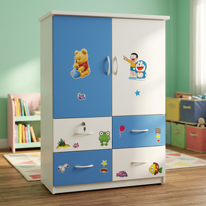 Armario de Plástico Resistente para Niños con 2 Puertas y 4 Compartimentos 120x84x45cm - Hecho en Vietnam - Product Image 3