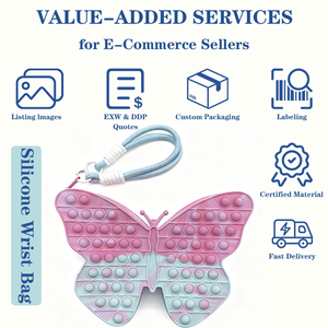 In Stock Fast Shipping Butterfly Silicone Wrist Purse Soft Durable <b>Bag</b> Custom Logo Free Strap Gift for FBA Online Store Sale - Product Image 5