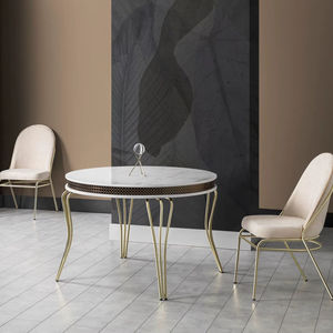 Juego de Comedor Redondo Moderno Rosse, Estructura de Hierro y Metal, Tablero de Madera, 6 Plazas, Diseño Estable, Turquía, para Hogar, Hotel, Apartamento - Product Image 1