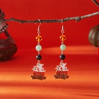 Boucles d'oreilles clous unisexe en alliage de zinc électroplaqué, style gothique, avec pendentif citrouille et fantôme, à pompon, pour Halloween, très vendues, pour l'export.