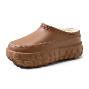 Women's Winter Thick Soled Fleece Lined Cotton Slippers With Tire Soles Non Slip Wear Resistant Height Increasing Closed <b>Heel</b> - Product Image 5