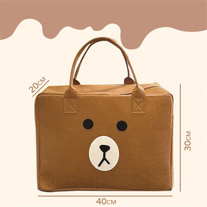 Sac de voyage en feutre en forme de cube, ours brun, canard jaune, clochette bleue, bagage portable pour voyage, organisateur de vêtements - Product Image 2