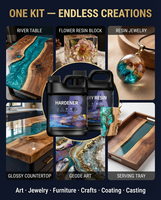 Kit de résine époxy transparente inodore à coulée profonde et durcisseur pour bijoux et artisanat, rapport 1:1