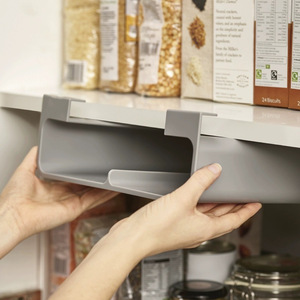 Organisateur d'armoire en plastique, étagère de rangement à ventouse, fixation murale sans perçage, gris, gain de place, pour cuisine - Product Image 1