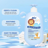 Nary Shampoing et Après-Shampoing 3-en-1 pour Enfants, Gel Douche Corps Sans Larmes, Lait Naturel, Nettoyage Doux aux Herbes, Huile de Jojoba pour Bébé