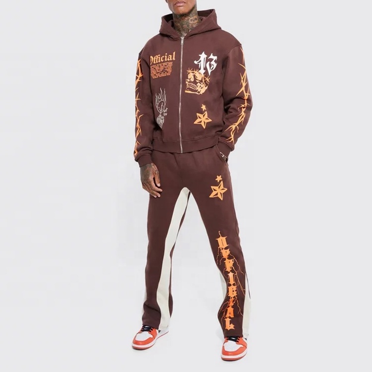 Cotton Oversized Printed Zip-up Tracksuit