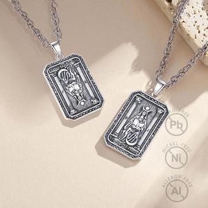 Vintage gótico hip-hop místico declaración joyería cobre plateado la Alta Sacerdotisa Tarot colgante collar para hombres y mujeres - Product Image 2