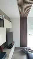 Panneaux muraux acoustiques 3D modernes en lattes, en fibre de polyester PET écologique et panneau MDF, pour l'insonorisation des hôtels et des studios à domicile