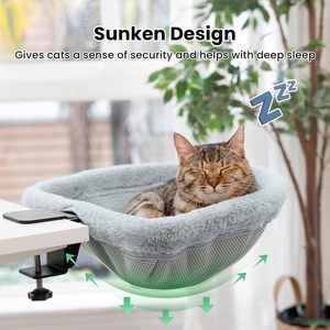 Lit de bureau pour chat pliable, durable, lavable, taille XL, avec un matériau en fausse fourrure de lapin douce, pour différents bureaux - Product Image 2