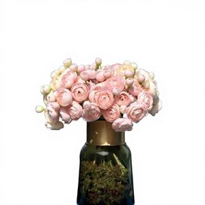 Bouquet de mini lotus artificiel fait main à branches courtes, 6 têtes de camélia, prune, <span class=keywords><strong>rose</strong></span>, décoration florale à main pour mariée - Product Image 4