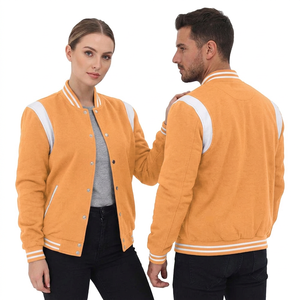 Unisex Maroon Varsity Jacket With White Stripes Preppy Style Cotton Polyester Blend Regular Fit Turn-down Collar Button Closure - Product Image 2