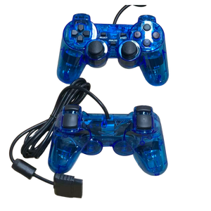 Azul <span class=keywords><strong>PS2</strong></span> Gamepad con cable Joystick Controlador transparente Manette Clear Blue Controlador Mando <span class=keywords><strong>Shock</strong></span> PC Video Game Compatible - Product Image 2
