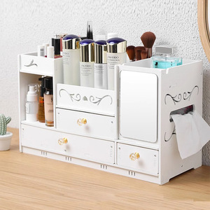 Vanity <b>Mirror</b> With Storage Drawer Makeup Organizer For Desk And Dormitory Use - Product Image 1