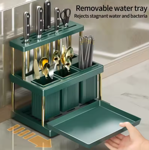 Nhà bếp tối giản đứng nhựa duy nhất đa chức năng nấu ăn lưu trữ Kệ dao nĩa muỗng lưu trữ chủ drainer - Product Image 4