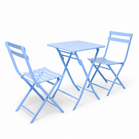 Ensemble table pliante carrée et 2 chaises en métal, mobilier de bistrot pour patio, jardin, balcon, café, terrasse, gain de place