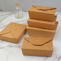 Boîte alimentaire jetable en papier kraft, résistante à la graisse et à l'eau, avec gaufrage et revêtement UV, pour nouilles, chips et pizza