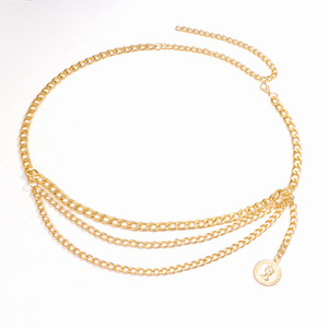 Chaîne de corps tendance dorée multicouche avec pendentif portrait pour soirée - Product Image 5