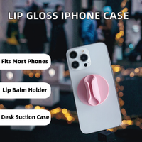 Étui de téléphone de bureau en silicone souple et étanche avec logo personnalisé, support ventouse pour iPhone 15/16, porte-rouge à lèvres et accessoire baume à lèvres