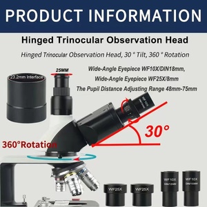 학생용 LED 조명이있는 40X-2500X 쌍안 생물학적 현미경 실험실 교육 현미경 - Product Image 2