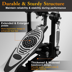 Bàn đạp trống bass đơn, bàn đạp trống bass kép có dây xích, đầu đập có thể điều chỉnh, kèm cờ lê - Product Image 4