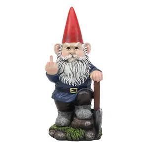 מותאם אישית חיצוני גן פסל אמצע אצבע גן Gnome שרף כועסים Gnome עם שובל