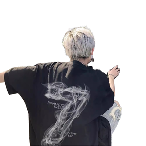 Camiseta de Verano para Hombre, 100% Algodón Jersey, Estilo Americano Moderno, Anti-Pilling, 220g, Manga Corta, Corte Holgado - Product Image 1