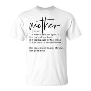 Camiseta gráfica con definición de madre, unisex, para adultos, manga corta, cuello redondo, impresión digital, ropa para fiesta de reunión familiar - Product Image 1