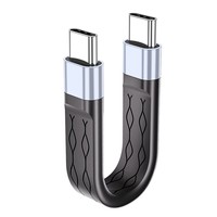 Câble de charge plat et flexible DFX USB 3.2 C vers C blindé en PVC de 15 cm 100 W avec E-Marker pour iPhone 17, MacBook, Power Bank
