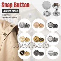 Kancing Tekan Bulat Berlapis Kuningan Logam Kustom OEM dengan Logo Terukir untuk Aksesoris Pakaian & Proyek DIY