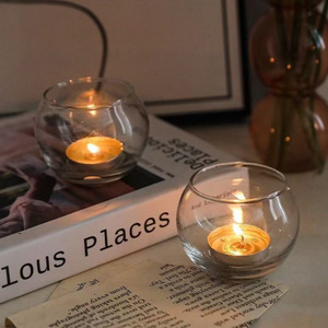Porte-bougies ronds en verre transparent, coupelles à bougies votives en verre transparent en forme de globe pour table de mariage, décoration de la maison et de fêtes - Product Image 1