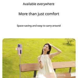 Perche à selfie universelle portable à longueur extensible avec support intégré pour diffusion en direct et <span class=keywords><strong>trépied</strong></span> professionnel pour smartphones - Product Image 3
