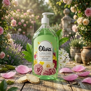 Vintage Garden pH-Balanced Moisturizing <b>Liquid</b> Hand Soap with Panthenol Glycerin and Natural Extracts 1 L Olivia Flora Care - Product Image 1