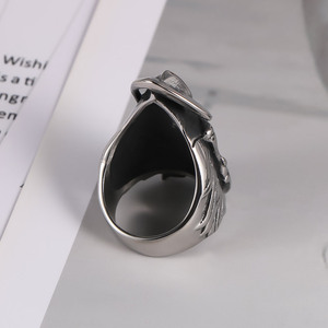 Anillo de Acero de Titanio con Calavera y Guadaña, Joyería Punk Hip Hop para Hombre SA811 - Product Image 3