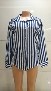 Fabrik-Großhandel Damen Casual Langarm Gestreiftes Oberteil Atmungsaktives Sommer-Neuheit Street Fashion Damen Gestreiftes Hemd - Product Image 2