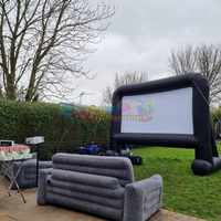 Écran de cinéma gonflable portable pour l'extérieur, configuration de cinéma commercial, projecteur, avec chaises gonflables
