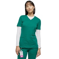 Ensemble d'uniformes médicaux de jogging, col en v vert Hunter, clinique confortable, extensible, Anti-microbien, hôpital, soins infirmiers