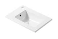 Lavabo de Baño Moderno de Porcelana Pulida con Borde Delgado, Fácil de Limpiar, con Soporte para Grifo de un Solo Orificio, para Uso en Apartamentos