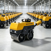 Compacteur routier mini à double tambour vibrant, autopropulsé, à moteur essence, 10 kW, pour la construction